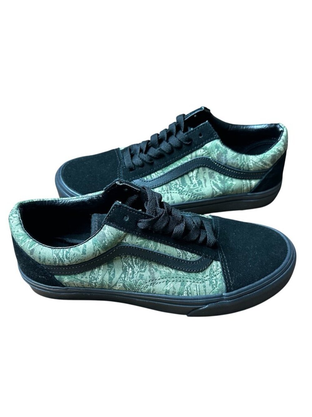 Vans Old Skool Low Black Suede Camo Canvas Unisex Mens Size-6.5/Womens Size-8